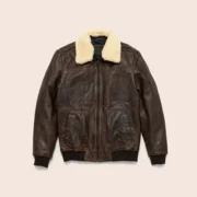 Men's Vintage Lambskin A2 Brown Leather Shearling Bomber Jacket