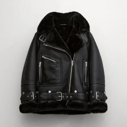 Black Women B3 RAF Aviator Styled Sheepskin Shearling Leather Jacket