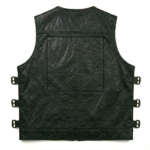 Mens Dark Green Leather Tracital Vest With Zipper Pocket