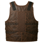 Mens Brown Leather Tracital Vest With Mesh Panels Utility Design