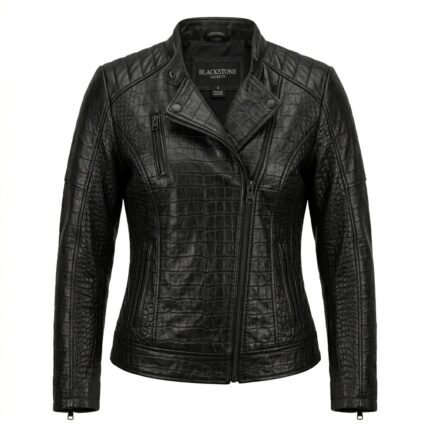 women crocodile embosed jacket
