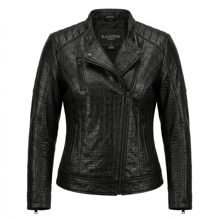 women crocodile embosed jacket