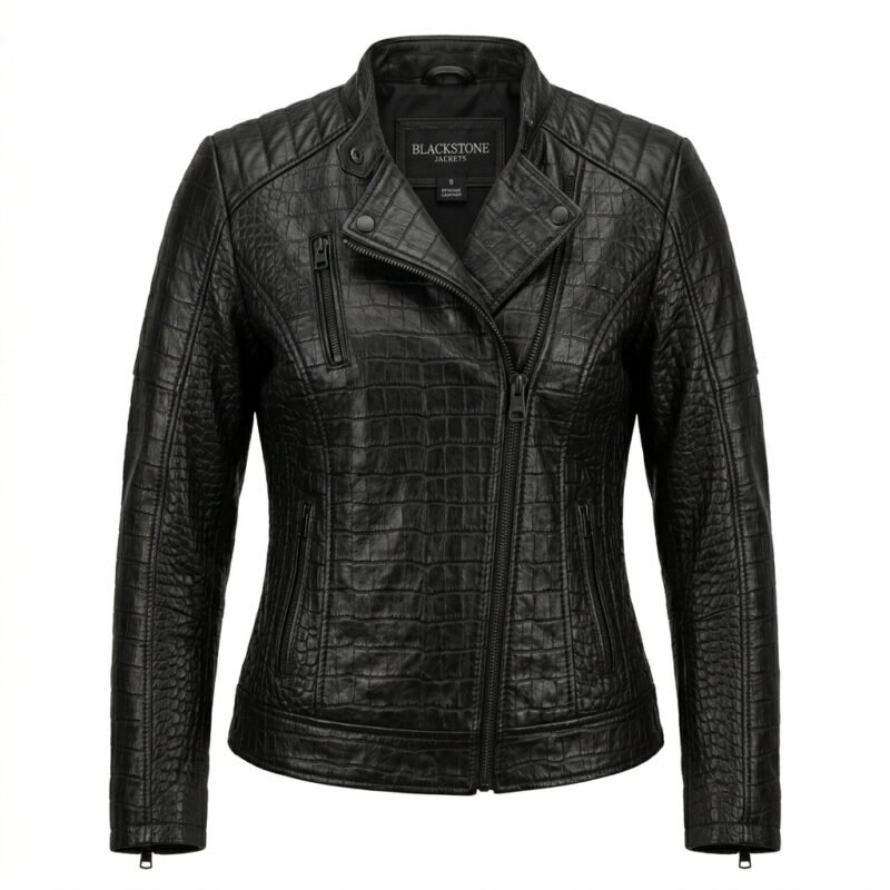 women crocodile embosed jacket