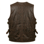 Brown Leather Tactical Vest Utility Utility Multi Pocket back