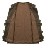 Brown Leather Tactical Vest Utility Utility Multi Pocket inner