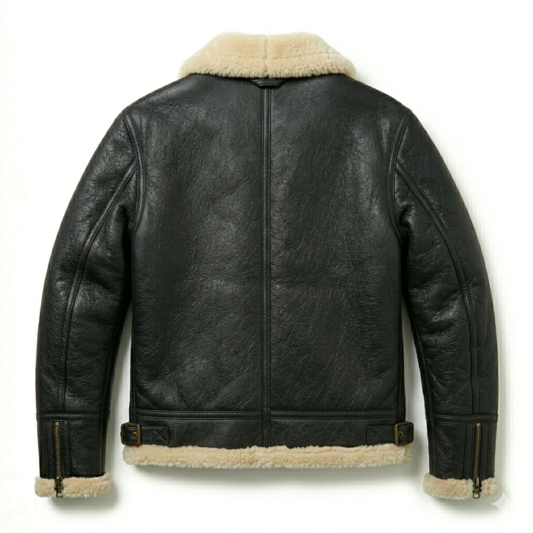 Premium Black Shearling Leather Jacket for Men | Blackstone Jacket
