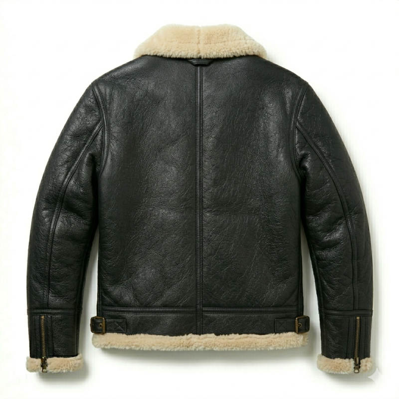 Premium Black Shearling Leather Jacket for Men | Blackstone Jacket