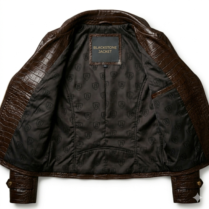 Premium Women’s Brown Crocodile Leather Jacket | Blackstone Jacket