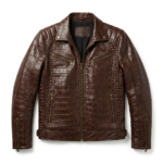 Premium Brown Crocodile Leather Jacket - Genuine Blackstone Style