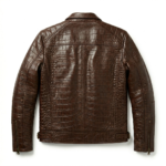 Men's Premium Brown Crocodile Embossed Leather Jacket - Blackstone Jackets - Image 2
