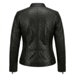 Women's Premium Black Crocodile Embossed Leather Jacket – Blackstone Jackets - Image 2