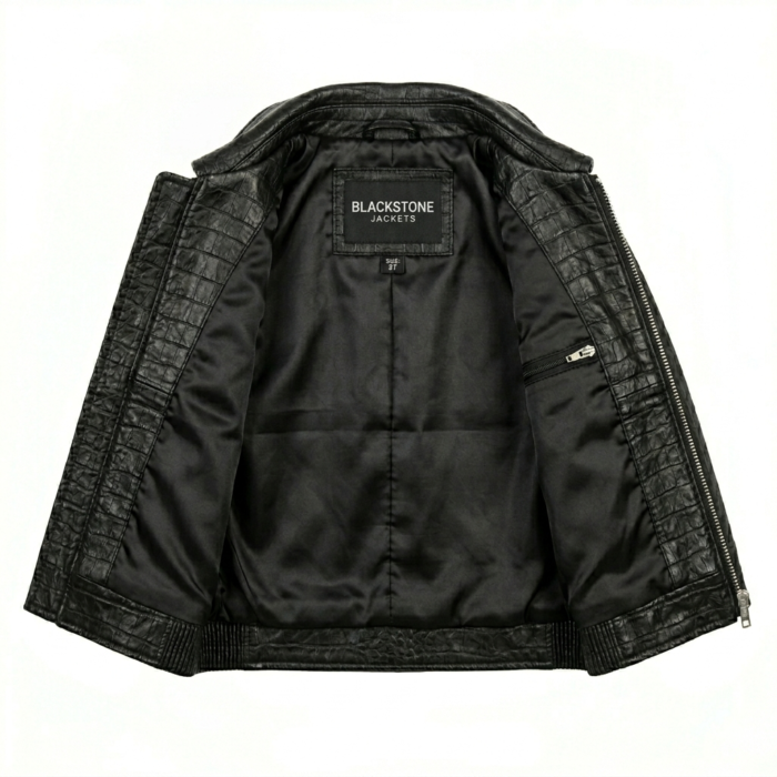 kids crocodile embosesed leather jacket