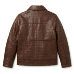 Premium Kids Brown Crocodile Leather Jacket | Blackstone Jackets