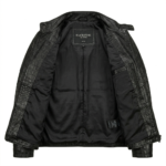 black crocodile embossed leather jacket