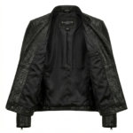 Women's Premium Black Crocodile Embossed Leather Jacket – Blackstone Jackets - Image 3