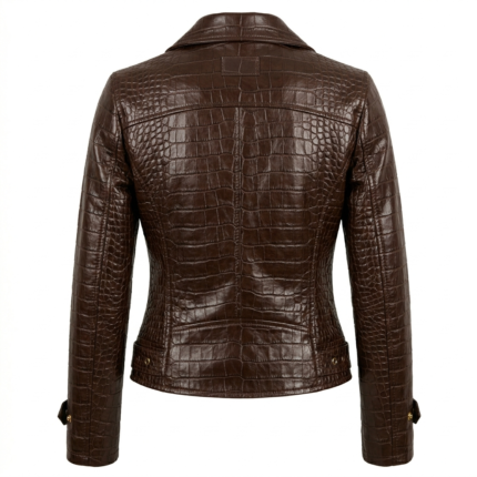 Premium Women’s Brown Crocodile Leather Jacket | Blackstone Jacket