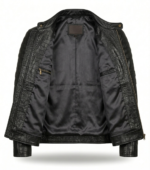 Men's Premium Black Crocodile Embossed Leather Jacket Blackstone Jackets Inner View