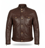 Men's Premium Brown Crocodile Embossed Leather Jacket Blackstone Jackets