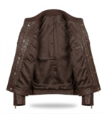 Men's Premium Brown Crocodile Embossed Leather Jacket Blackstone Jackets Inner View