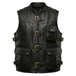 Men’s Tactical Black Leather Vest