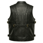 Men’s Tactical Black Leather Vest inside