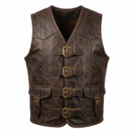 Men’s Tactical Brown Leather Vest
