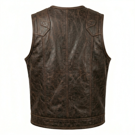 Men’s Tactical Brown Leather Vest