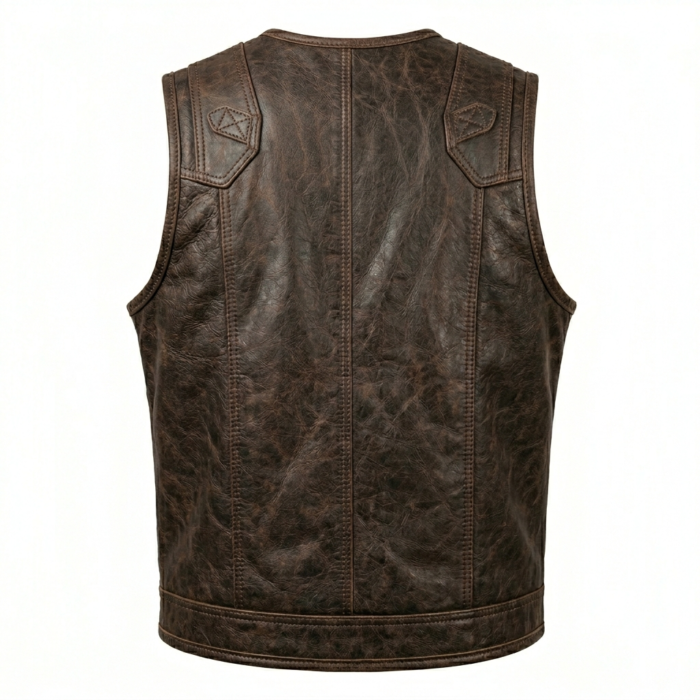 Men’s Tactical Brown Leather Vest