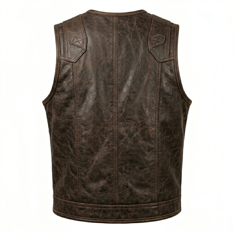 Men’s Tactical Brown Leather Vest