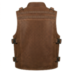Perforated Tactical Brown Leather Vest