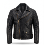 Premium Black Crocodile Embossed Mens Leather Jacket Blackstone Jackets