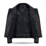 Premium Black Crocodile Embossed Mens Leather Jacket Blackstone Jackets Inner View