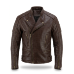 Premium Brown Crocodile Embossed Genuine Men's Leather Jacket Blackstone Jackets