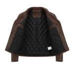 Premium Brown Crocodile Embossed Genuine Men's Leather Jacket Blackstone Jackets Inner View
