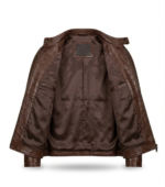 Premium Brown Crocodile Embossed Men's Leather Jacket Blackstone Jackets Inner View