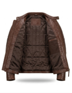 Premium Brown Crocodile Embossed Mens Real Leather Jacket Blackstone Jackets Inner View