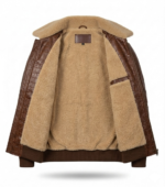 Premium Brown Men's Crocodile Embossed Leather Jacket Blackstone Jackets Inner View