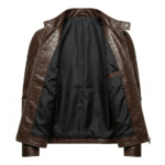 Premium Men's Brown Crocodile Embossed Real Leather Jacket Blackstone Jackets Inner View