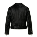 Sleek All-Black Pony Hair Leather Biker Jacket Blackstone Jackets