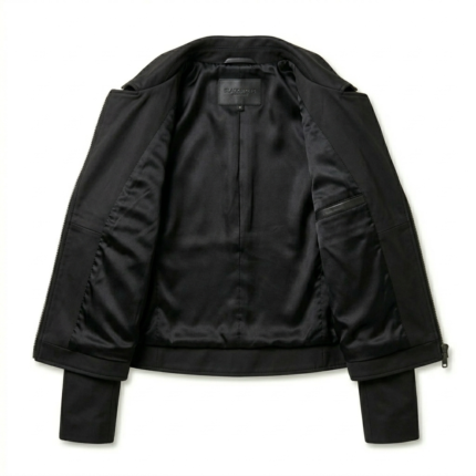 Sleek All-Black Pony Hair Leather Biker Jacket Blackstone Jackets