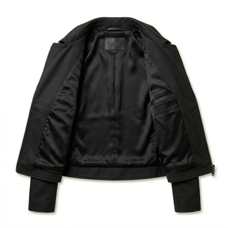 Sleek All-Black Pony Hair Leather Biker Jacket Blackstone Jackets