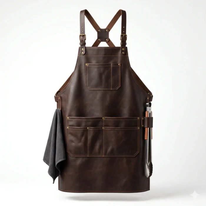BBQ grill apron main Handmade Genuine Leather BBQ & Grill Apron Men's Workwear | Blackstone Jackets - Image 1