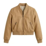 Bespoke Girls Kids Tan Leather Bomber Leather Jacket Blackstone Jackets