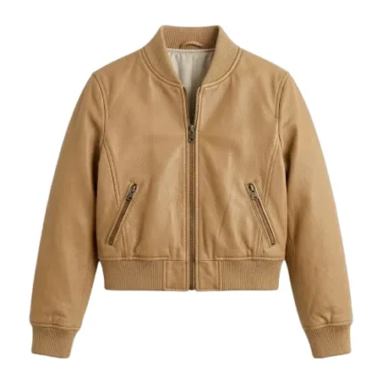 Bespoke Girls Kids Tan Leather Bomber Leather Jacket Blackstone Jackets