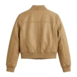 Bespoke Girls Kids Tan Leather Bomber Leather Jacket Blackstone Jackets Back View