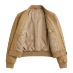 Bespoke Girls Kids Tan Leather Bomber Leather Jacket Blackstone Jackets Inner View