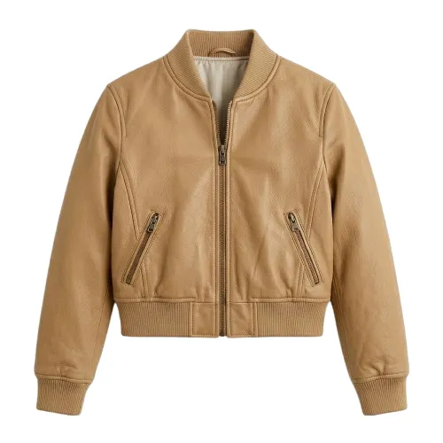 Bespoke Girls Kids Tan Leather Bomber Leather Jacket Blackstone Jackets