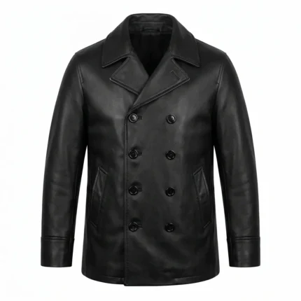 Classic Men's Black Leather Double Breasted Leather Coat Sale Blackstone Jackets