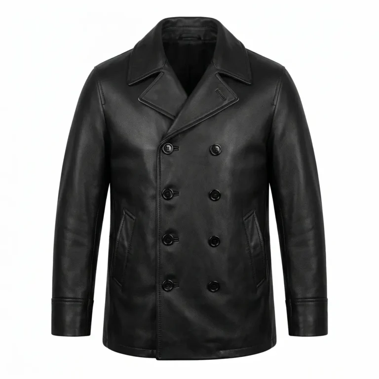 Classic Men's Black Leather Double Breasted Leather Coat Sale Blackstone Jackets