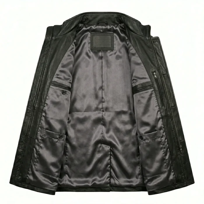 Classic Men's Black Leather Double Breasted Leather Coat Sale Blackstone Jackets